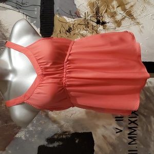 Forever 21 Peach Pink Vneck Tie Back Blouse S/P